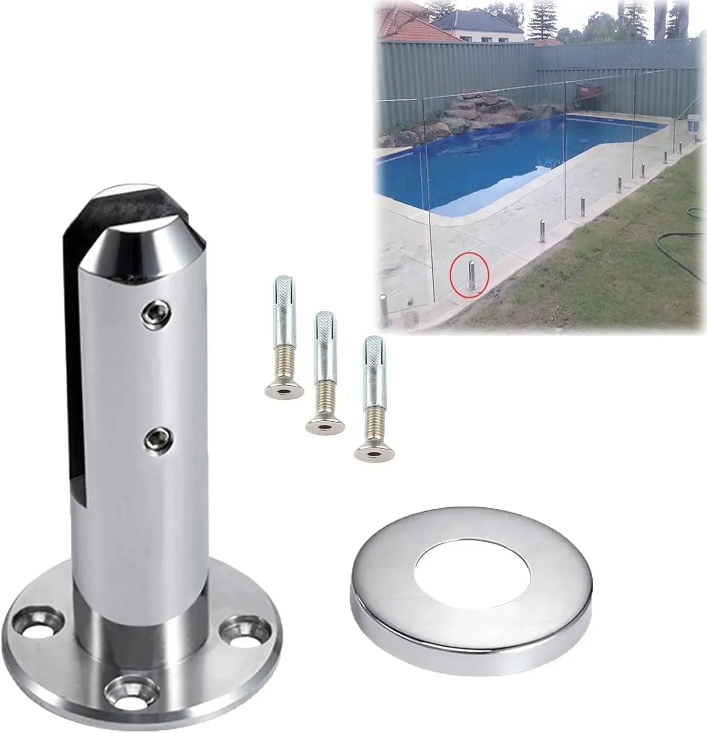 Spigots Stairs Swimming Pool Spigot Glass Balustrade Railing Balcony Home Garden Bathroom Fence Railing Clip Stainless Steel