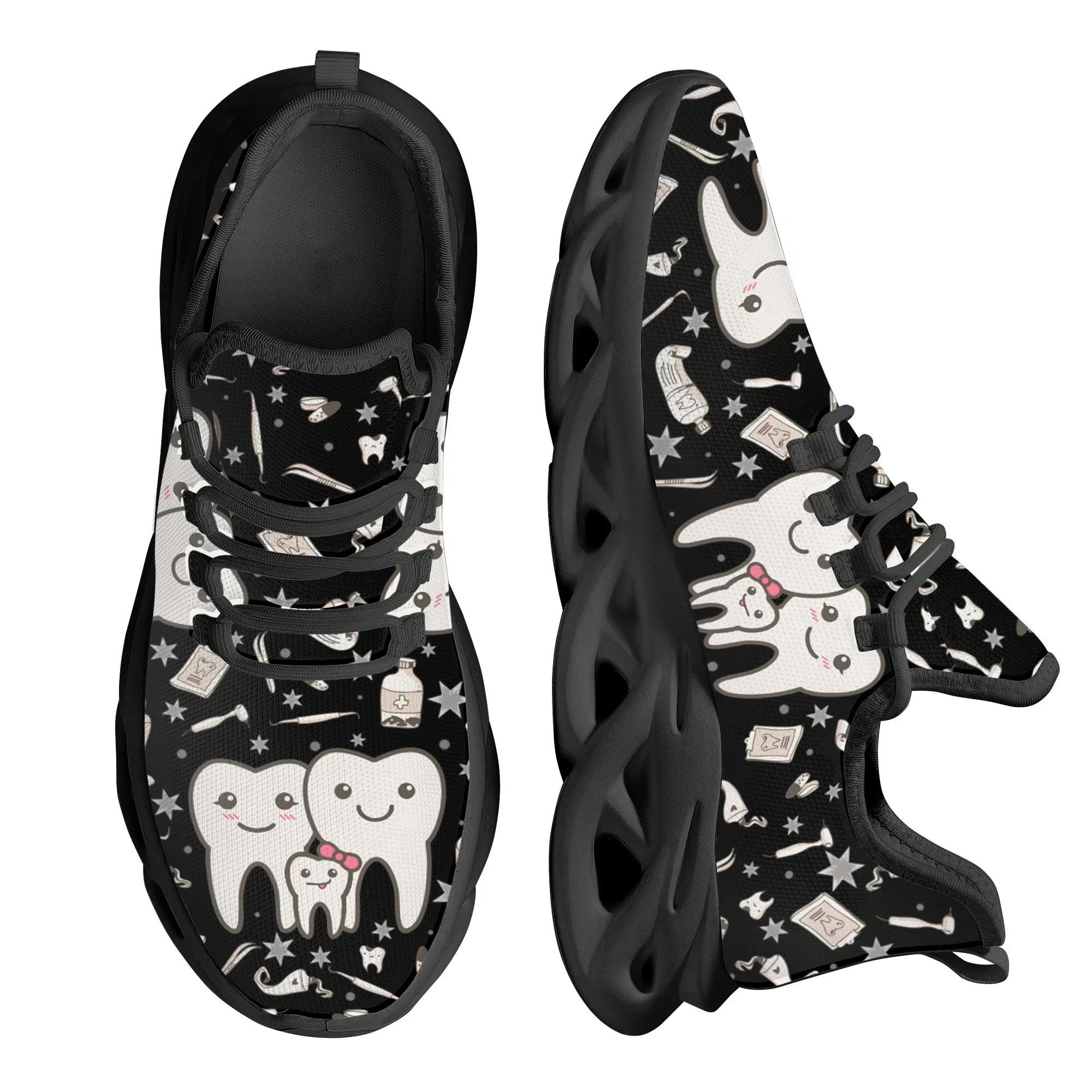 Cute Dental Design Sneakers Ladies Casual Lightweight Lace Up Shoes Breathable Dental Mesh Nursing Shoes Walking Footwear view 4