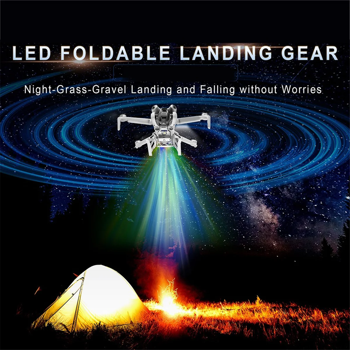 

A03R! For Mini 4 Pro Lighted Height Enhancement Kickstand LED Warning Light Flashing Multi-Functional Landing Gear
