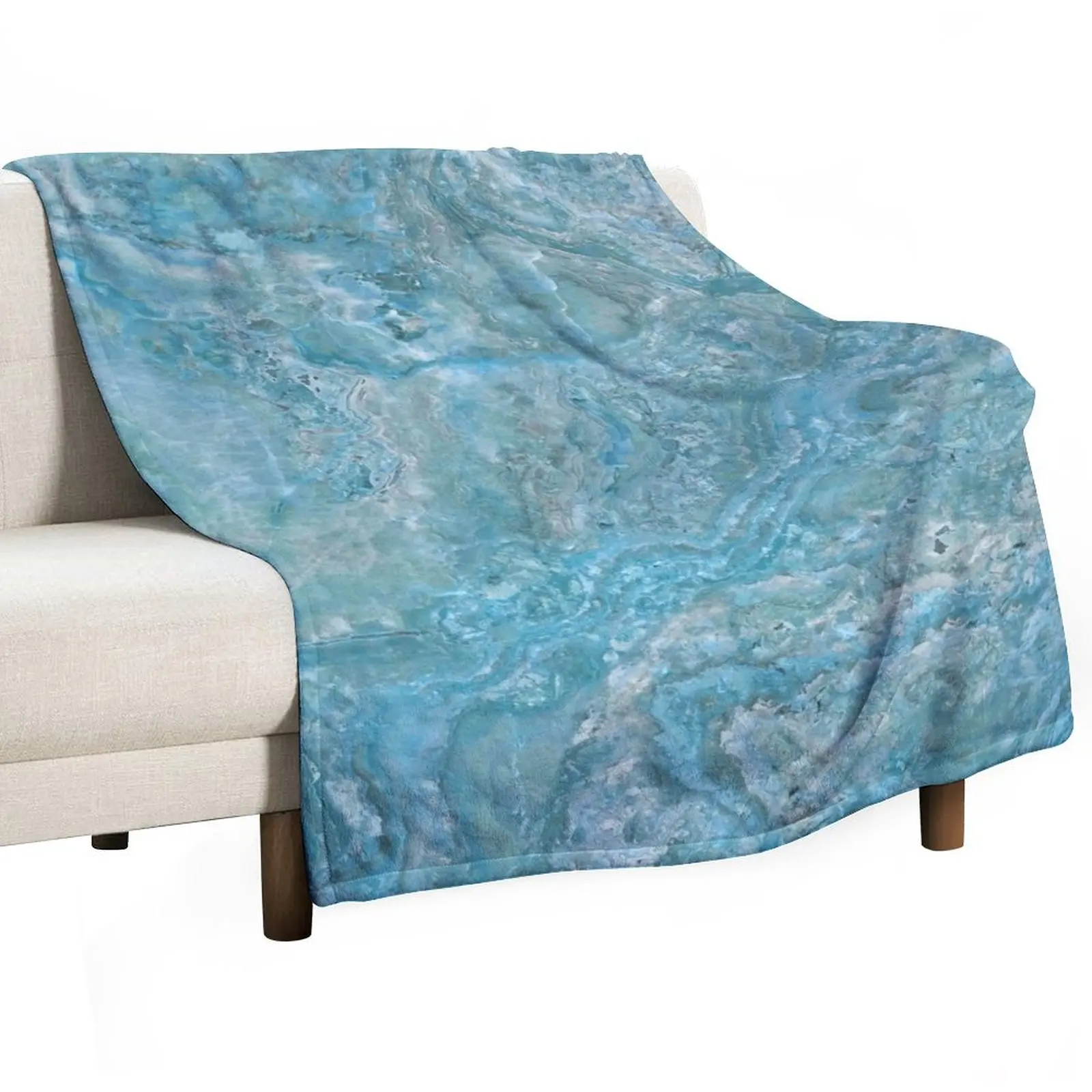 Aqua Kashmiri Marble Texture Throw Blanket Luxury Brand Single Kid'S Blankets