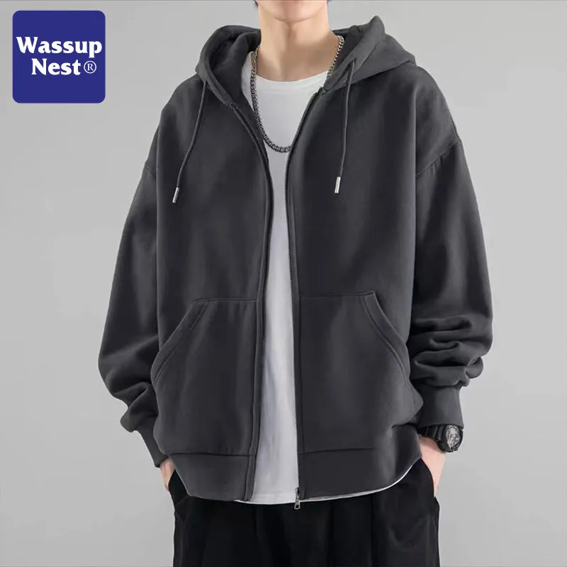 

Wassup Cardigan Sweatshirt Men's Autumn and Winter Style Red Spring and Autumn Jacket Men's Hooded Fleece Top Jacket Autumn