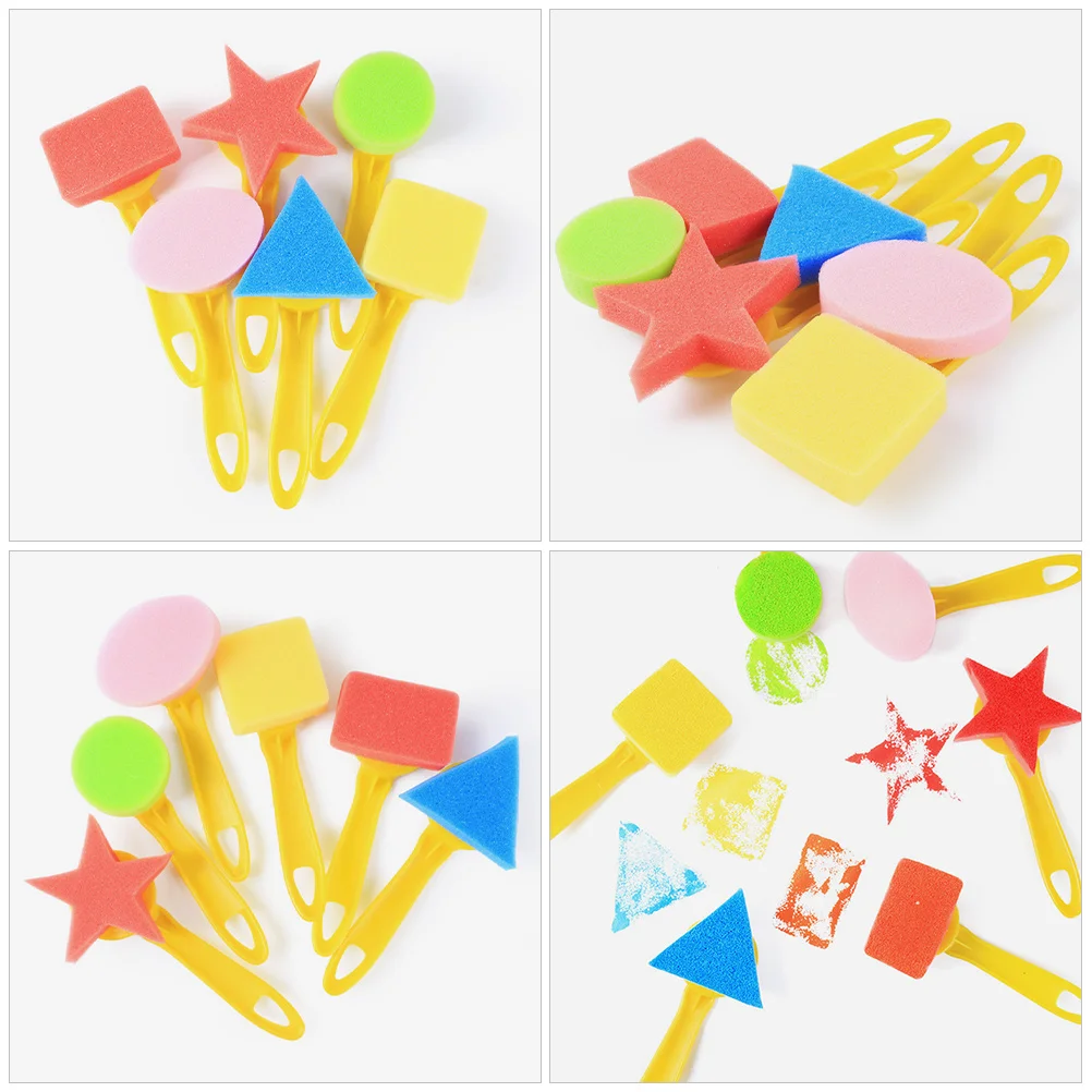 6 قطعة فرش الرسم الإسفنجية الرغوية للفن الاكريليك إسفنجات الطلاء المسطحة DIY بها بنفسك نافذة تلوين المشاريع الحرفية سهلة التنظيف قابلة لإعادة الاستخدام #1