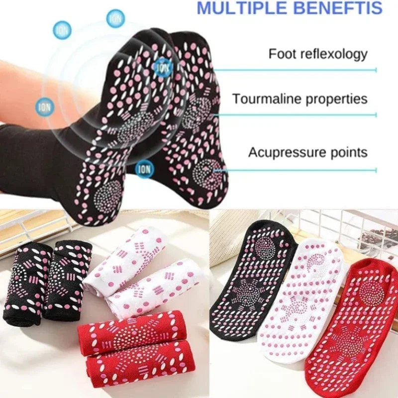 1/2/3/5 Pair Tourmaline Slimming Health Sock Self Heating SocksMagnetic Self-Heating Socks Foot Massage Thermotherapeutic Sock