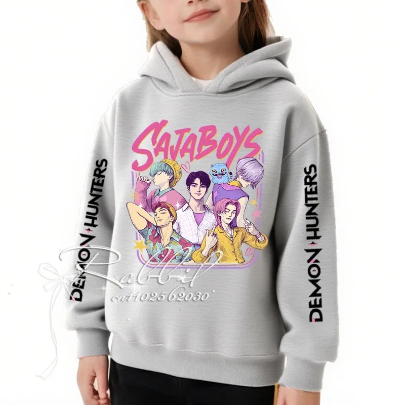 2025 Kpop الشيطان هنتر ساجا الفتيان والأطفال هوديس Harajuku الفتيان والفتيات هوديس موضة الشارع الوالدين والطفل هوديس