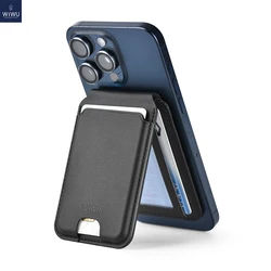 WiWU Mag Wallet for iPhone 17 16 15 14 13 Anti-theft RFID lining PU Leather Credit Card Box Strong Magnetic Mobile Phone Stand