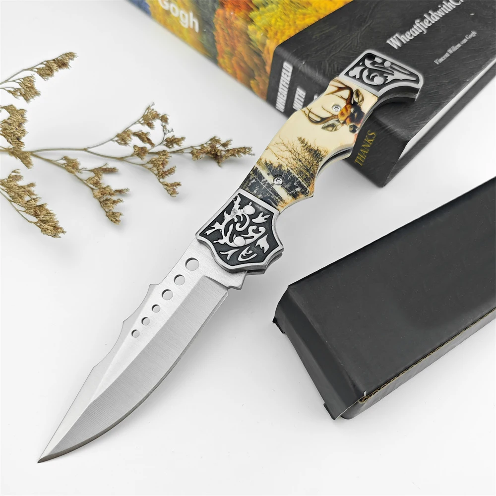 Outdoor Tactical New Pocket Folding Knife 5Cr13Mov Blade ABS Sika Deer Pattern Handle High Hardness EDC Tools Hunting Knives