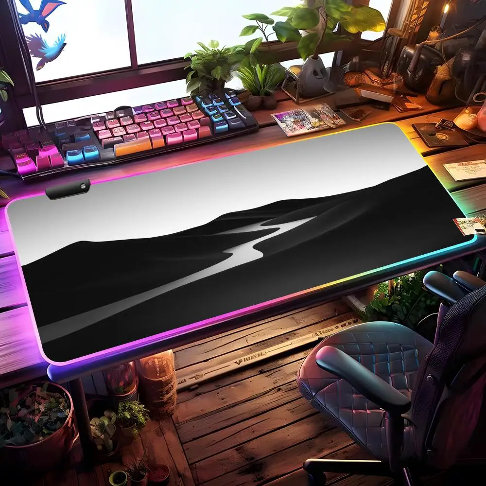 

Монохромный коврик для мыши RGB, игровой коврик для мыши, настольный коврик HD, большой игровой коврик с LED-подсветкой, XXL коврик для мыши