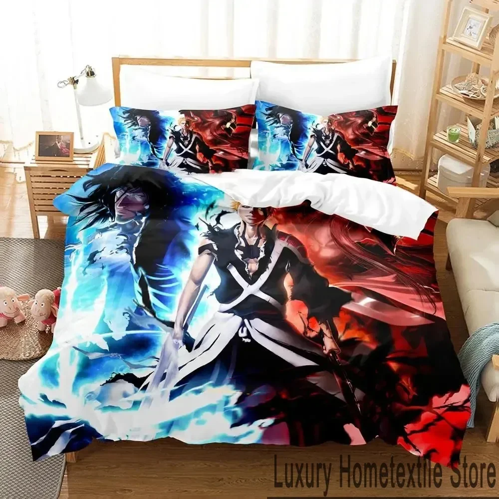 Anime Bleach Kurosaki Ichigo Bedding Set Duvet Cover Bed Set Quilt Cover Pillowcase Comforter king Queen Size Boys Adult Bedding