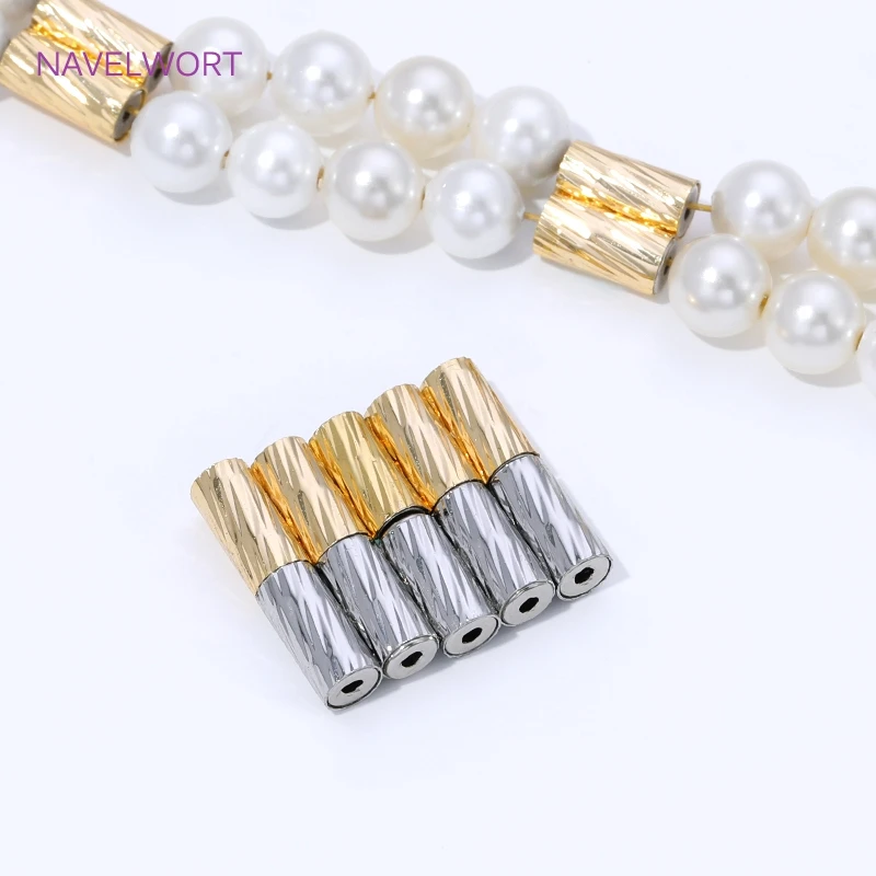 18K Gold Plated Magnetic Tube Spacer Bead For Jewelry,Multiple Rows Pearl Necklace Bracelet Making,DIY Jewelry Materials