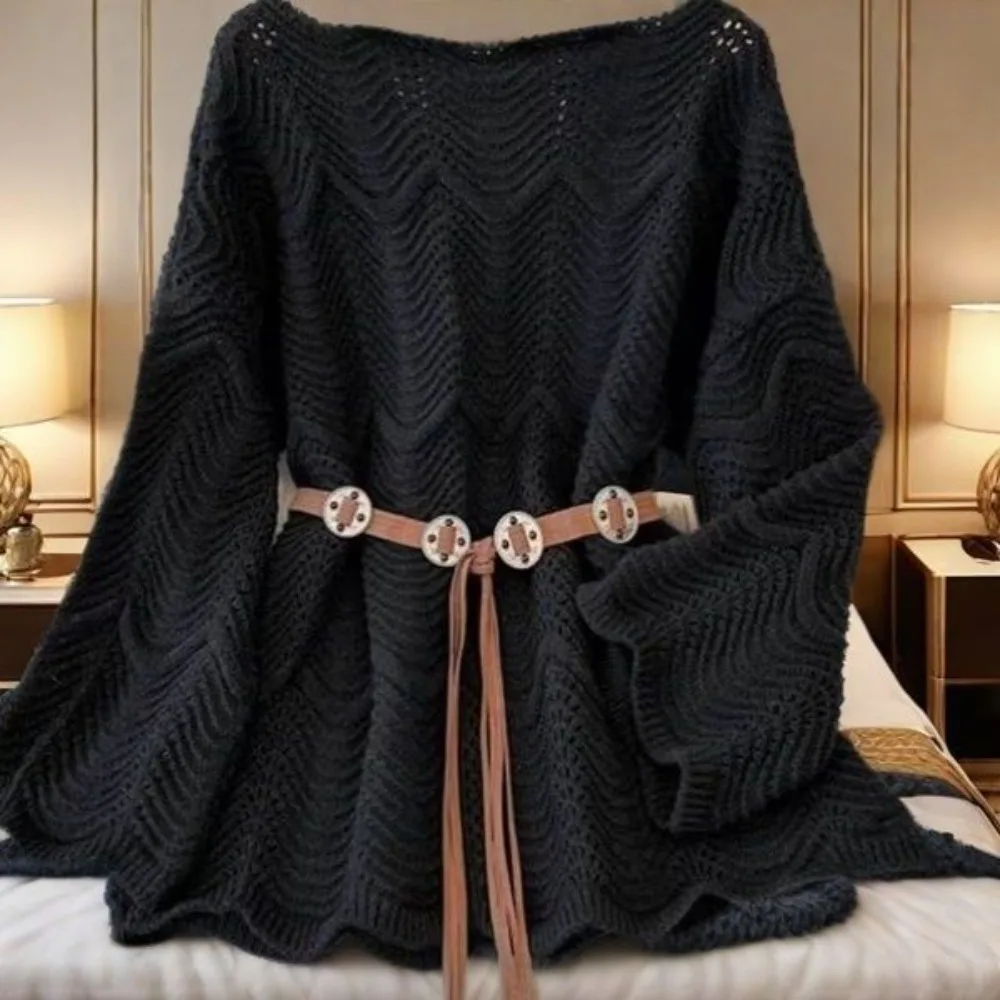 

Женская одежда большого размера на весну и осень, новый высококачественный вязаный свитер толщиной мм, нижнее платье, комплект с тибетским мясом, юбка