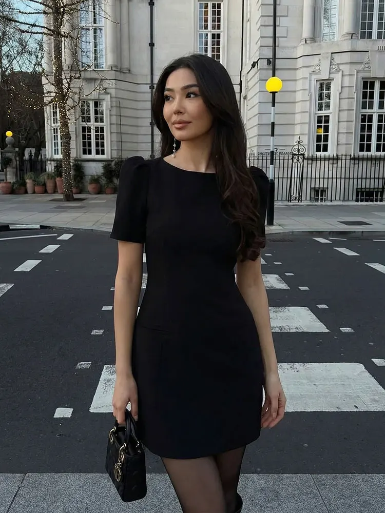HH Frauen Mode Kurzarm Kleider Einfache Feste Dünne Mini Kleid High Street Frühling Sommer Frauen Casual Party Abendkleid