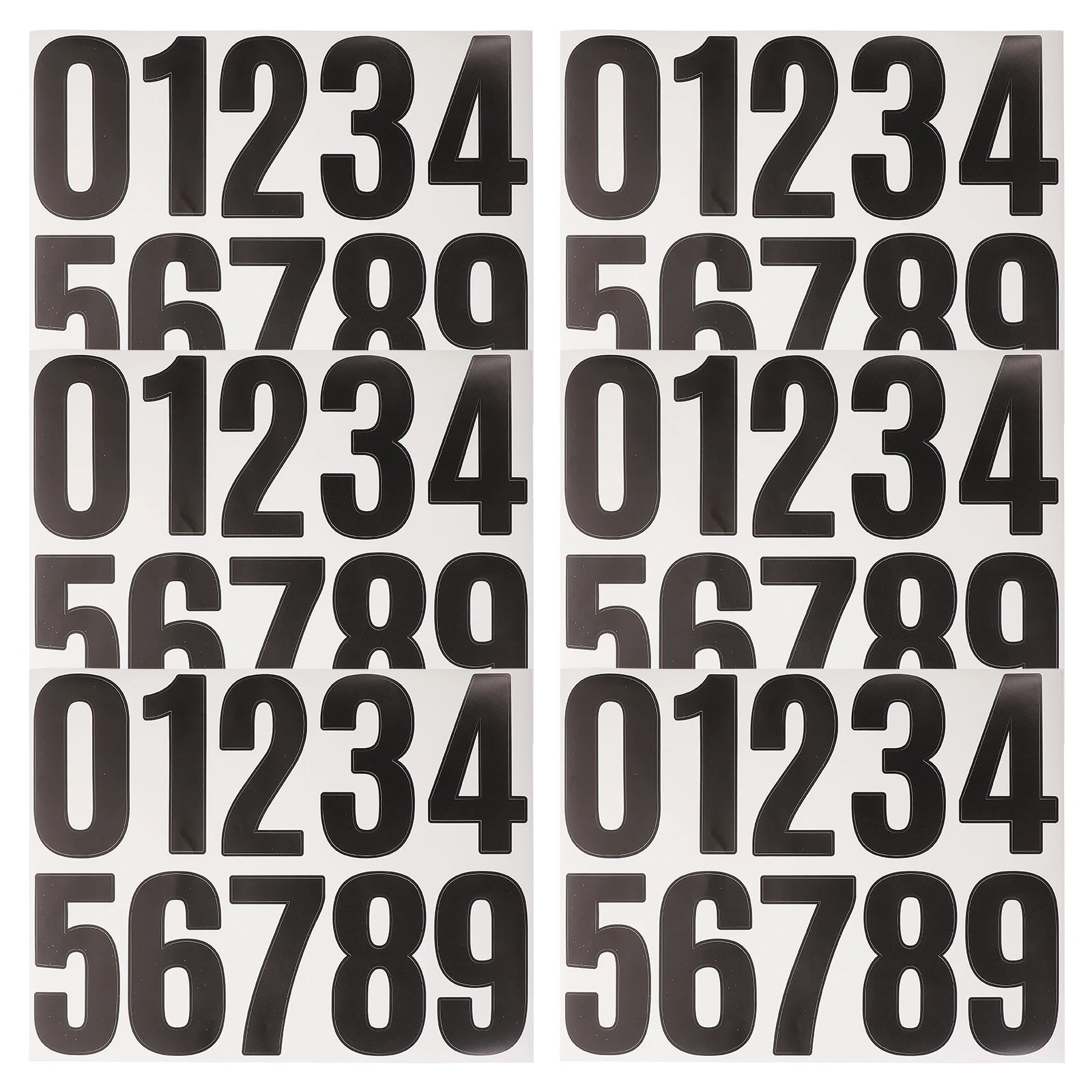 

6 Sheets 4 Inch Digital Number Stickers Black Waterproof Self Adhesive Mailbox Trash Can House Numbers Decorative Signs Folder