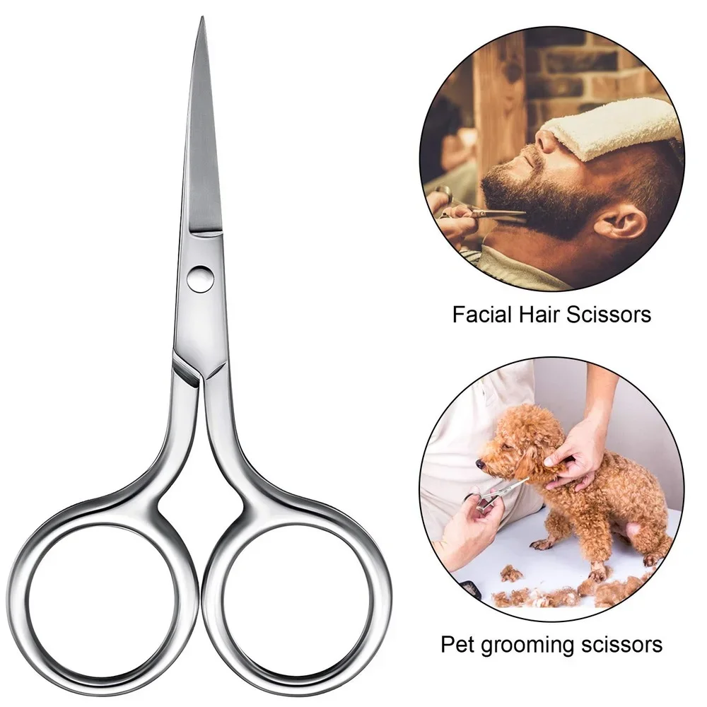 1pcs Nose Hair Scissors Facial   Small  Stainless Steel Straight Tip Scissor for Eyebrows  Beard