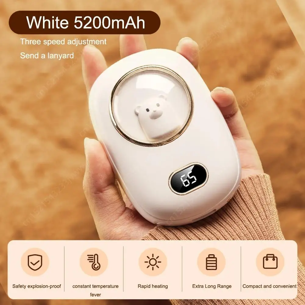 Mini Bear Electric Hand Warmer Fast Heating 2 in 1 Power Bank Temperature Display 5200/10000mAH Multi-purpose Outdoor Must Have