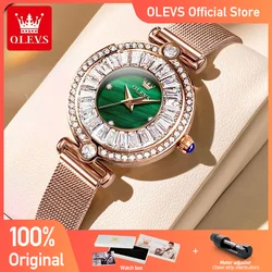 OLEVS Women's Watches Luxury Sparkling Diamond Dial Wristwatch Waterproof Stainless Steel Mesh Belt Watch for Ladies Fashion