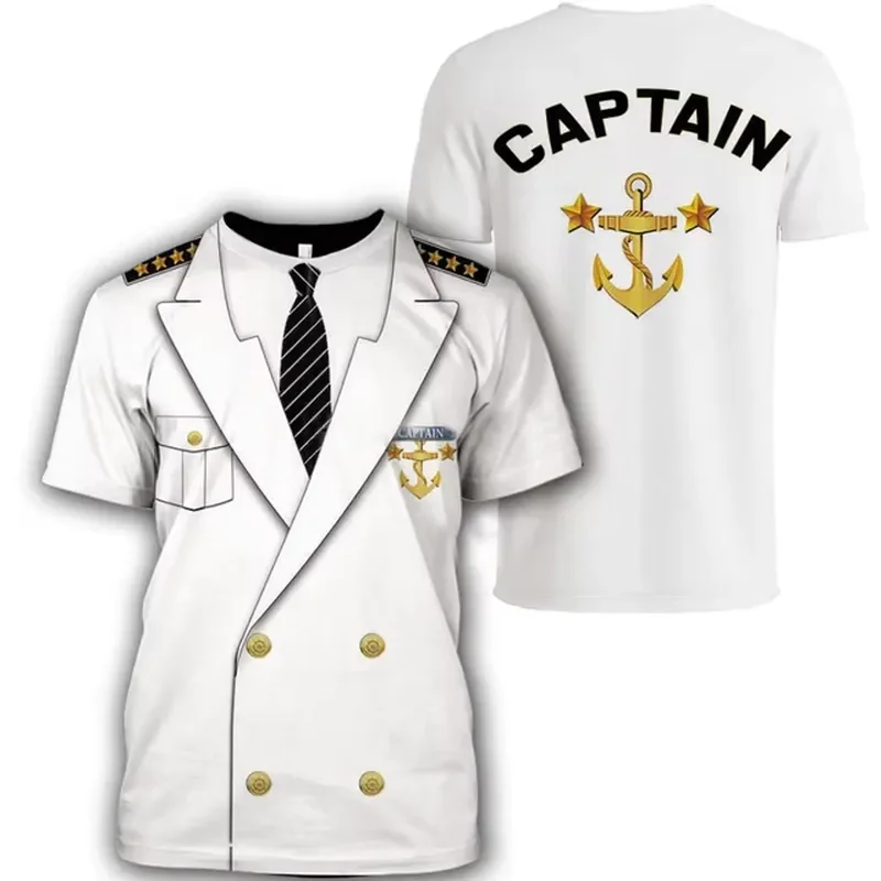 3D Printed Men Women Sports Quick Dry Breathable T Shirt Funny Yacht Sailor Costume Short Sleeve Casual Summer Unisex Party