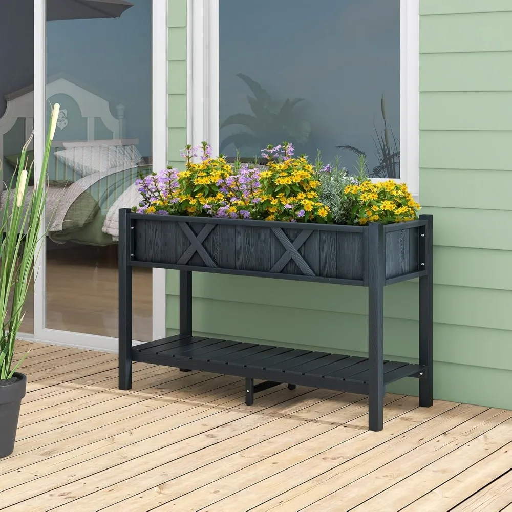 

Raised Garden Bed, Elevated Planter Box w/Legs, Storage Shelf, Drainage Holes, Weather-Proof Standing Raised, Customized