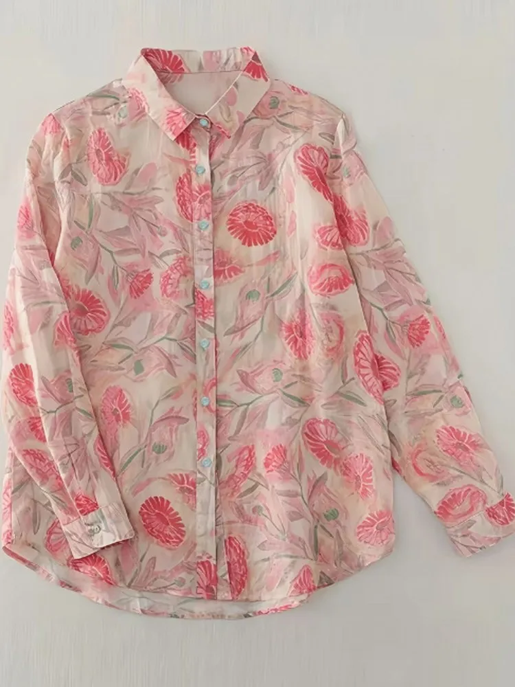 L-5XL Plus Size Autumn Spring Fashion Elegant Shirt Blouse Turn Down Collar 3XL 4XL Big Size Women Long Sleeve T-shirt Tops