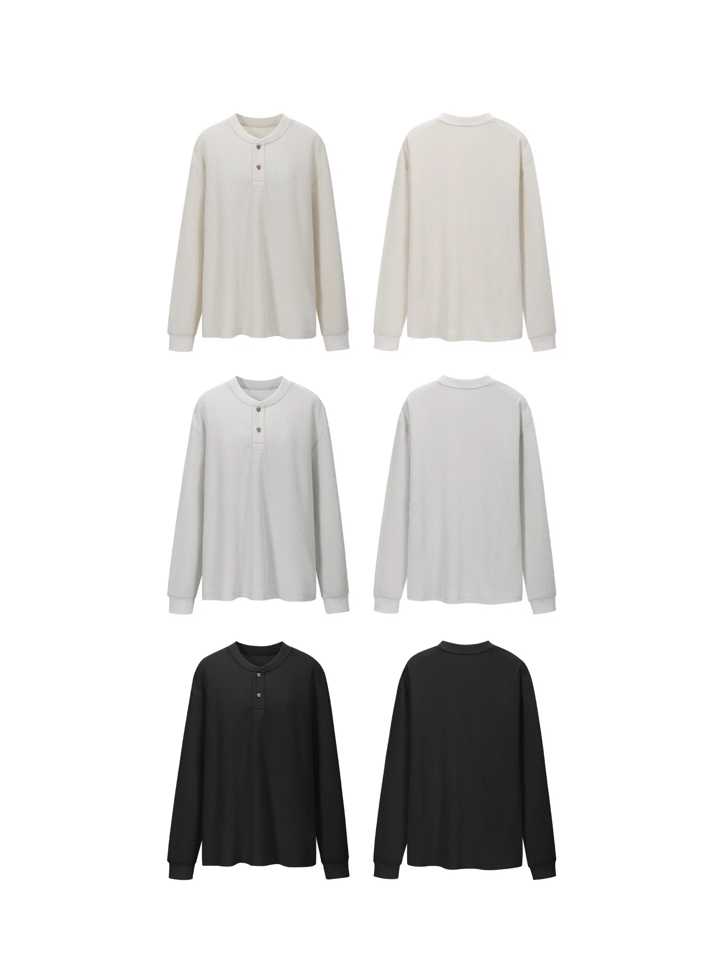 Old Money Waffle Knit Henley Collar Long Sleeve T‑Shirt 2026 Autumn New Arrival Color Block Neutral Loose Casual Top For Men