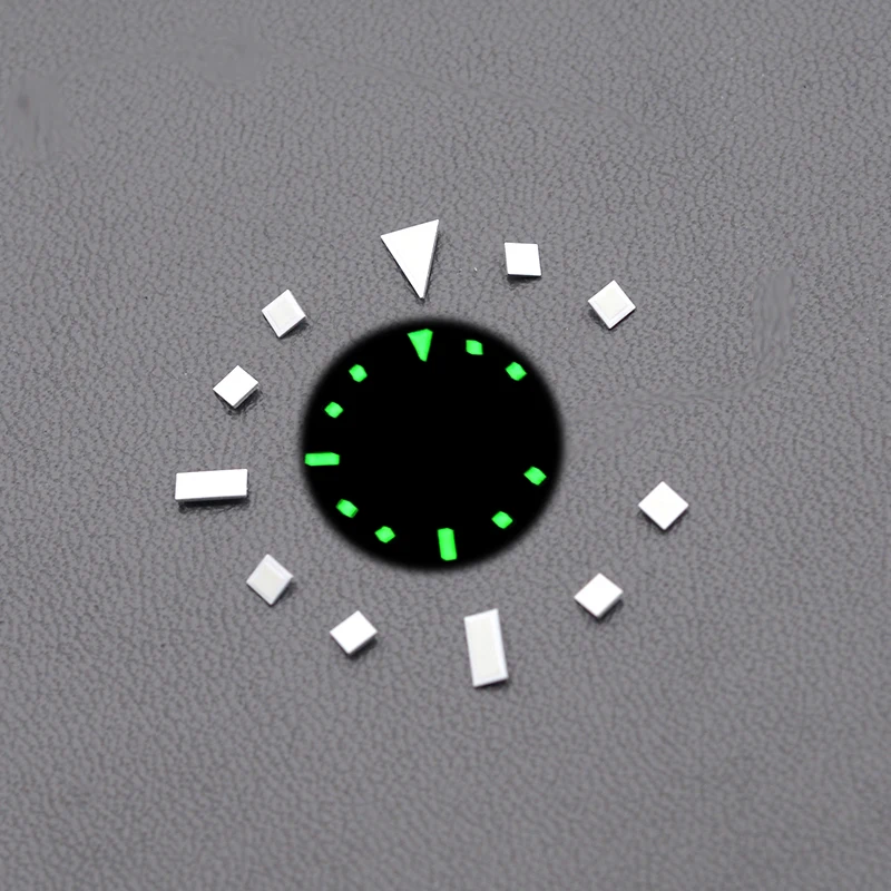 Watch Dial Hour Indices Markers Green Luminous For Pelagos FXD GMT SKX007 SKX009 Men\'s Watch Dial Parts Aftermarket Replacements