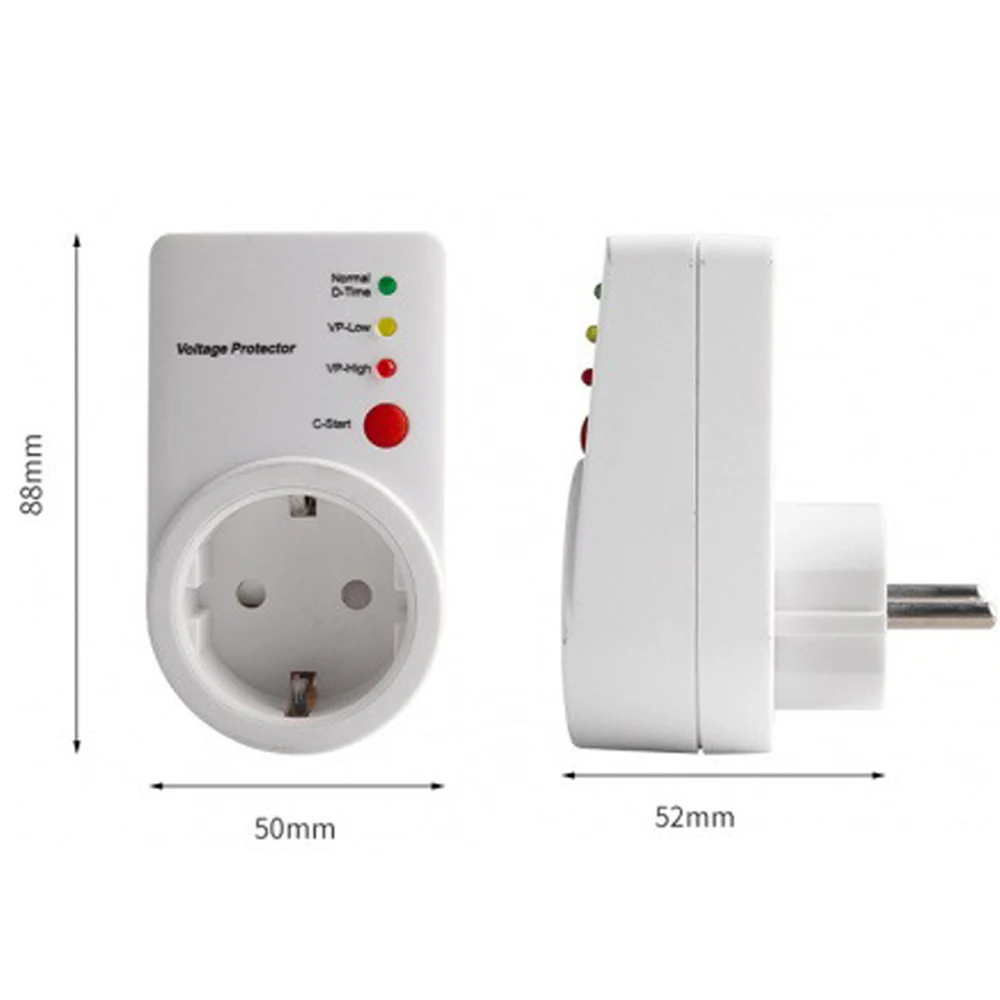 US/EU Plug Voltage and Surge Protector for Refrigerator TV Single Outlet 15A 1800W Short Circuit Protector
