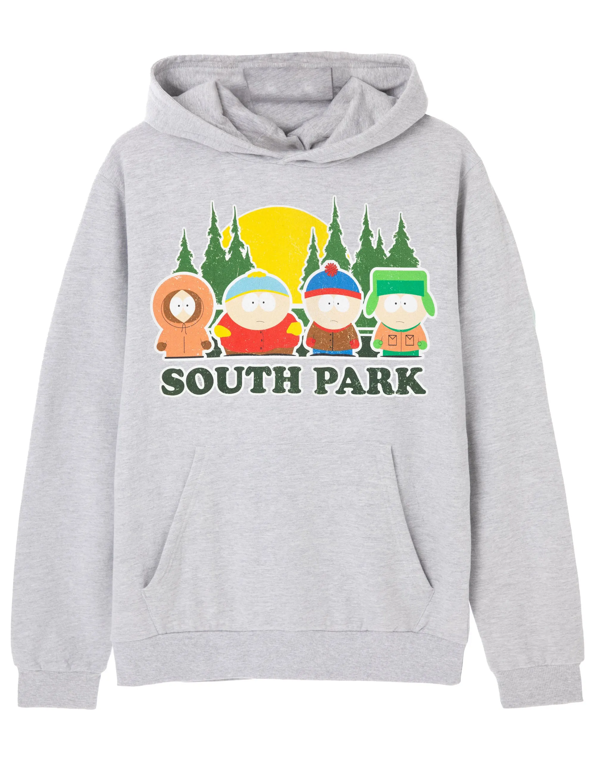 Adults Classic Lineup Graphic Hooded Sweatshirt in Grey Cartoon Pullover Hoody | Funny Apparel Gift for Him