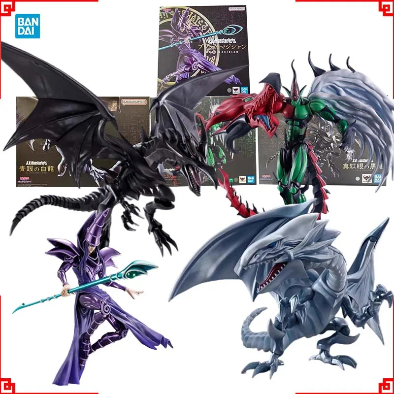Bandai Yu Gi Oh Anime Figuur SHM Vlam Wingman Ogen Wit Drago Red-Eyes Zwarte Vlam Wingman Actiefiguren Speelgoed voor Jongens Gift