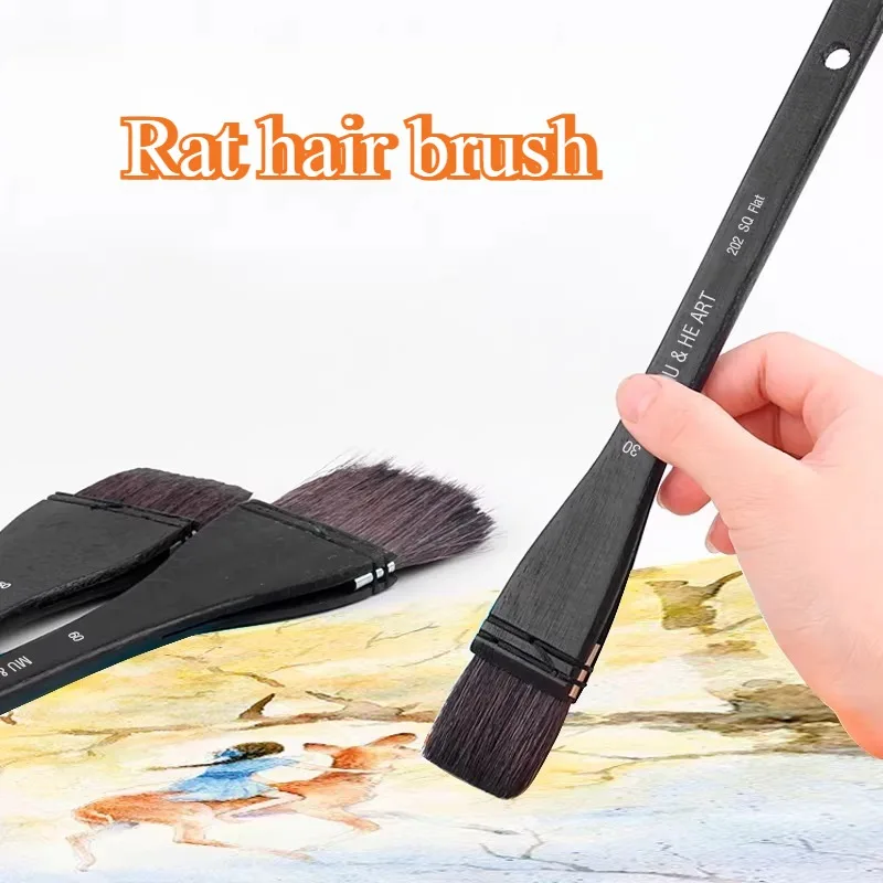 7pcs Master Gray Rat Wool Board Brushes Set Artist Art Painting Watercolor Background Brush Chinese Painting Flat Paint Brushes