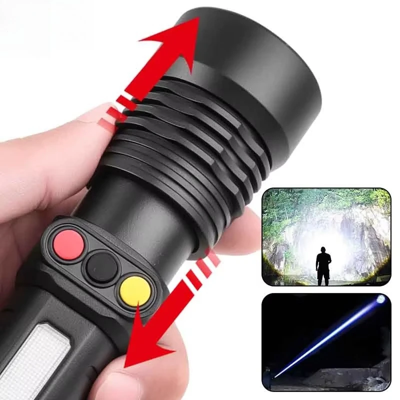 Powerful Flashlight Multifunctional Rechargeable Zoom Portable Torch Waterproof Camping Fishing Emergency Lanterns Flashlights