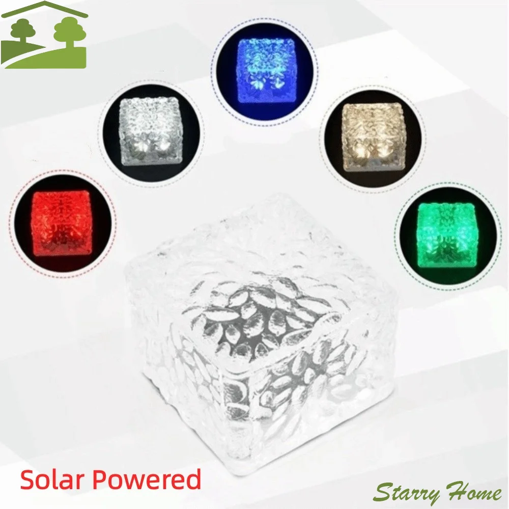 Solar Powered Solar Ice Brick Lights Waterproof Rainproof Solar Standing Lights Long-last Lighting Automatic