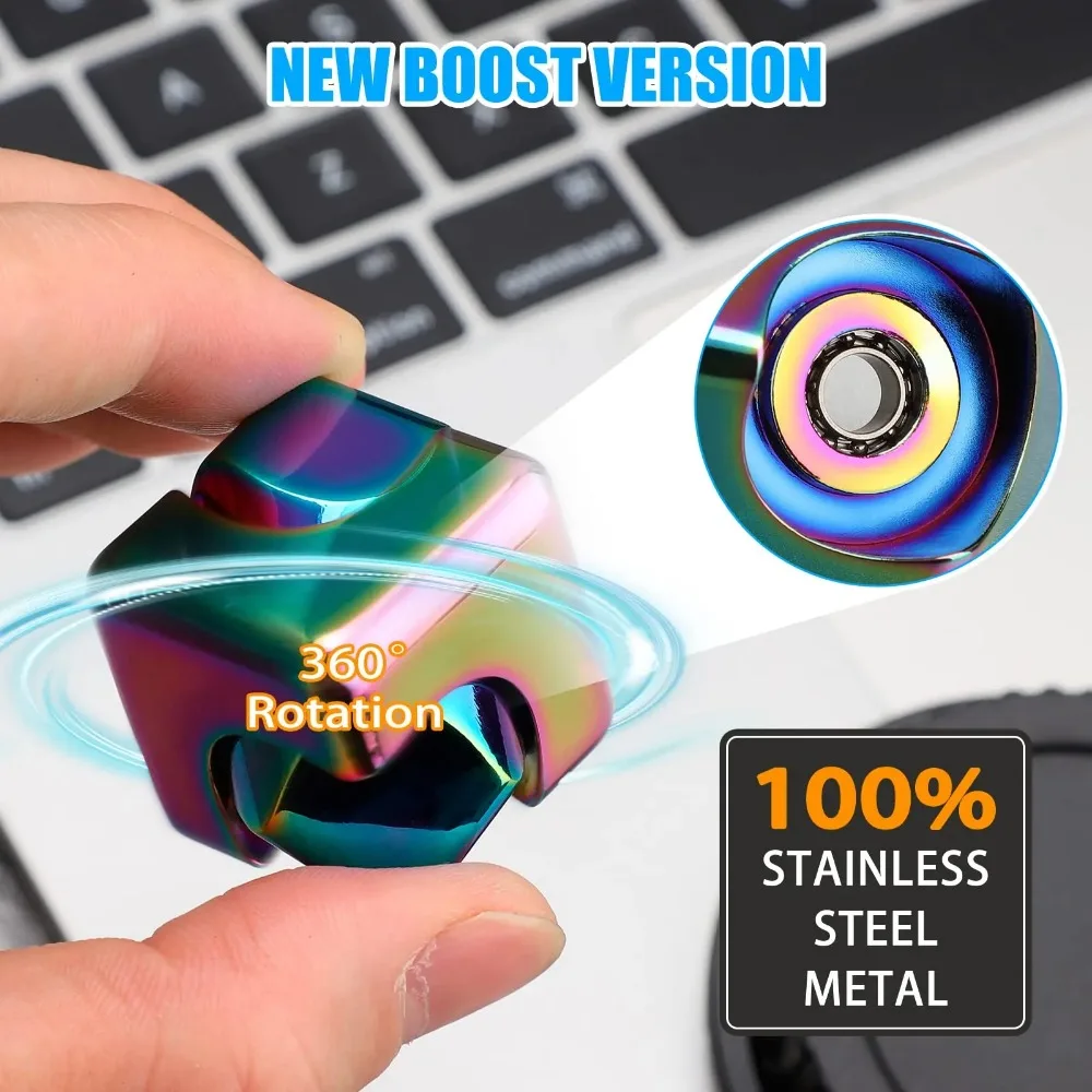 Metal Cube Rotating Fingertip Gyroscope Fidget Anti Stress Toys Adult Office Home Travel Portable Spinner Toys Christmas Gifts