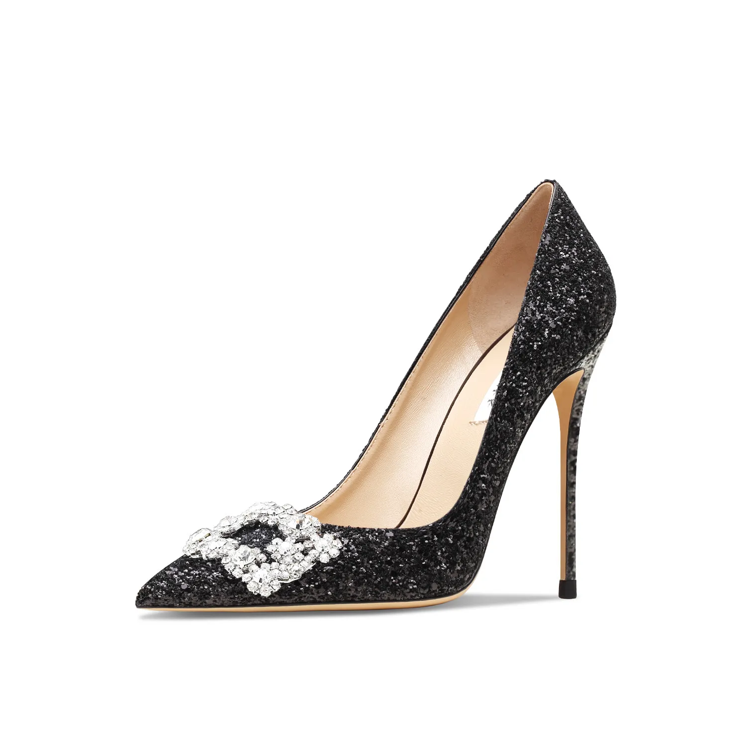 Luxury Crystal Sexy Buckle Women\'s High Heels Fashion Flash Pumps Party Pointed Wedding Shoes