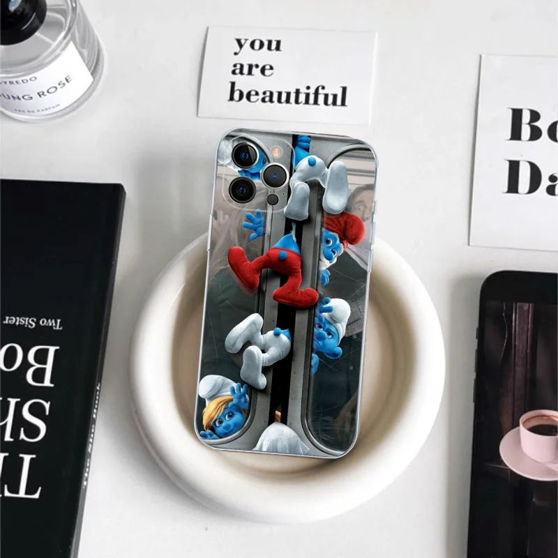 cartoon The S-Smurfs Anime Movie Phone Case For iPhone 15 14 11 12 13 Mini Pro XS Max Cover 6 7 8 Plus X XR SE 2020 Funda Shell