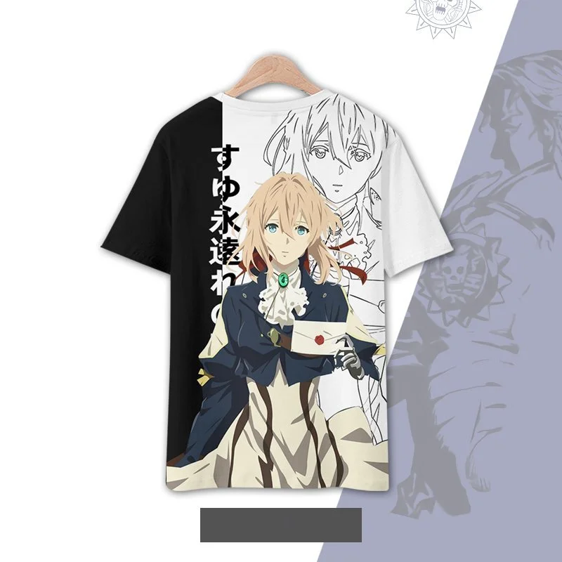 Violet Evergarden Anime Short Sleeved Game Anime T-shirt Sleeve COS Sweatshirt Adult Full Color Clothes Holiday Gifts