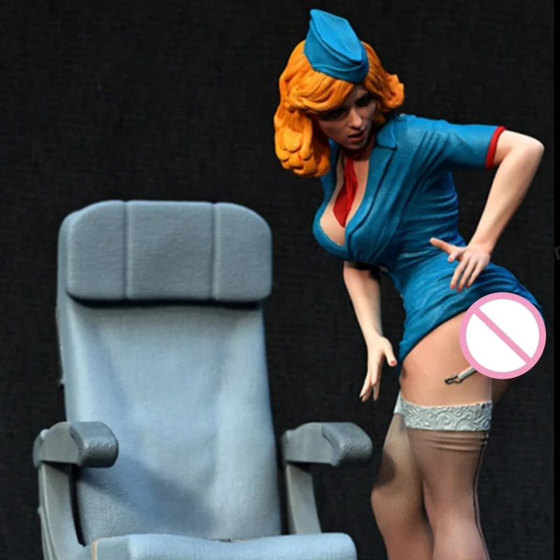 

Hot and Spicy Flight Attendant Full Resin Figure Model Kit 1/24 Scale 75mm Assemble Miniature Unassembled Unpainted Diorama Toys
