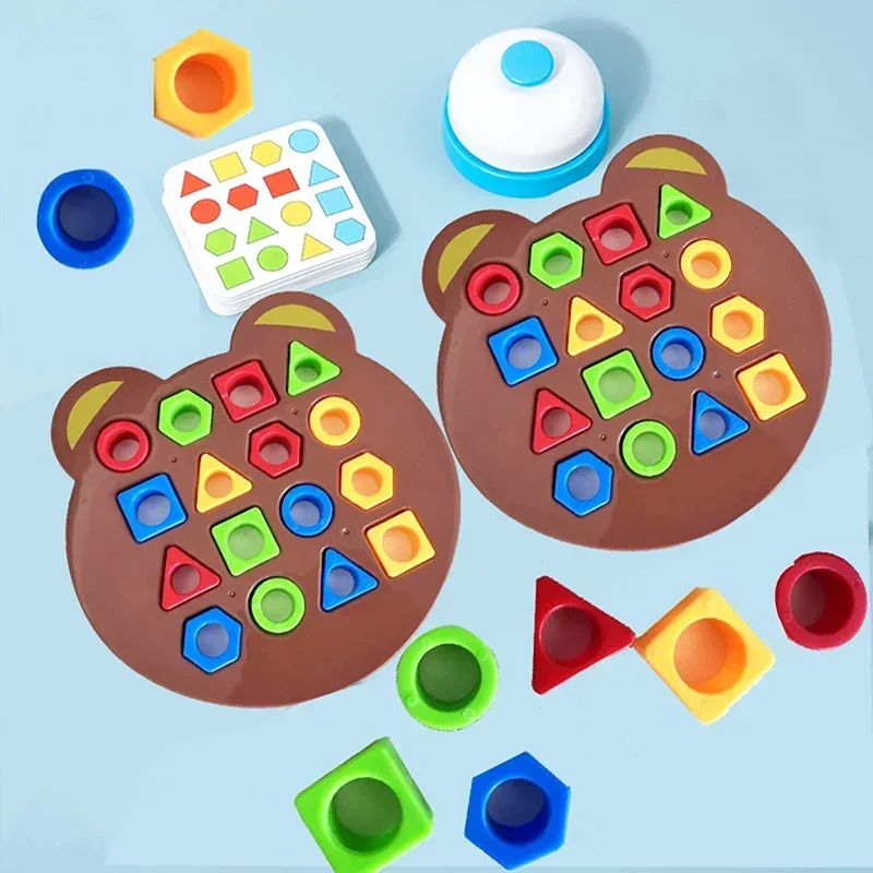 Ursinho forma geométrica cor correspondente quebra-cabeça 3d ** montessori aprendizagem educacional brinquedos de batalha interativos presente das crianças!! !