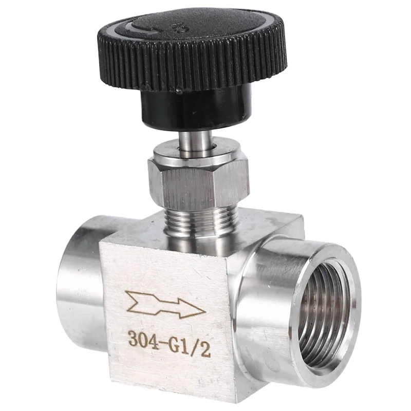 ETRT 3Pcs 1/2 Inch BSP Equal Female Thread SS 304 Stainless Steel Flow Control Shut Off Needle Valve
