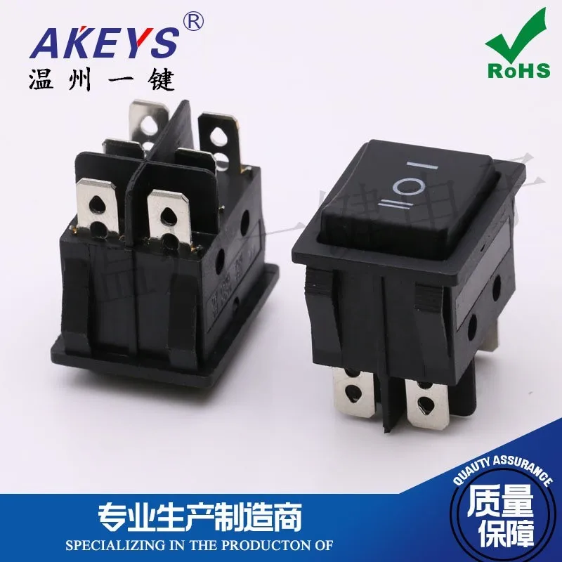 KCD4-202 Rocker boat Third gear six feet all black 31*25 Rocker Switch Dual card slots