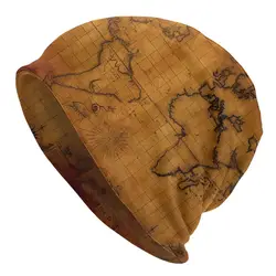 World Map Fashion Hats World Oldest Vintage Map Drawn By Hand Thin Hat Bonnet Hipster Skullies Beanies Caps Men Women's Earmuffs