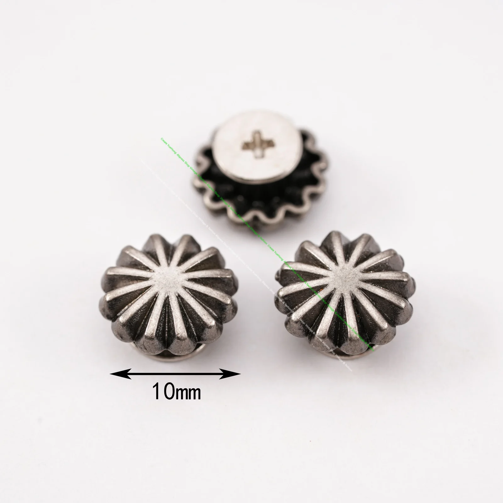 10pc Quality Little Fashion Japan Style Flower Leathercraft Leather Bracelet Conchos Screwback Wallet Decor 10mm