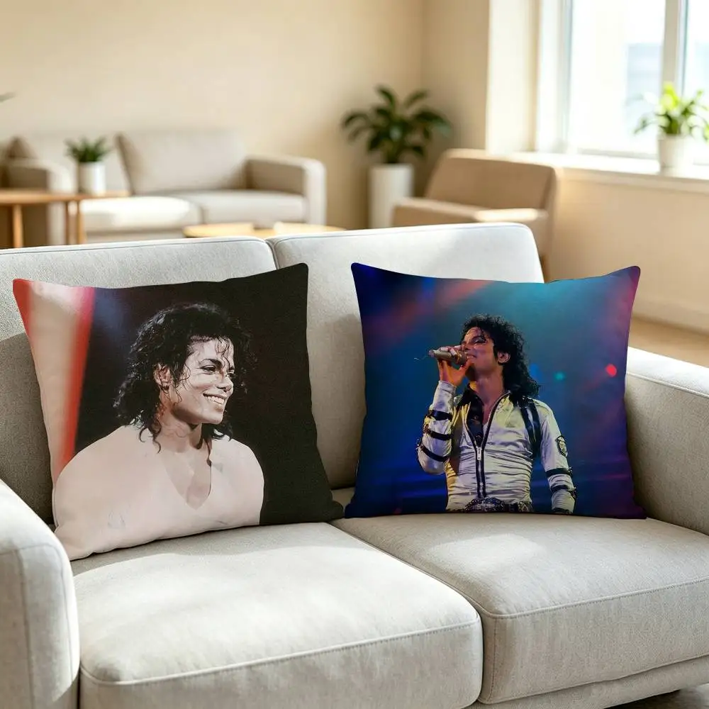 K-King of Pop M-Michael Jackson Square Double-Sided printed Pillow Case Bedroom Bedside Pillow Sofa Cushion Cover