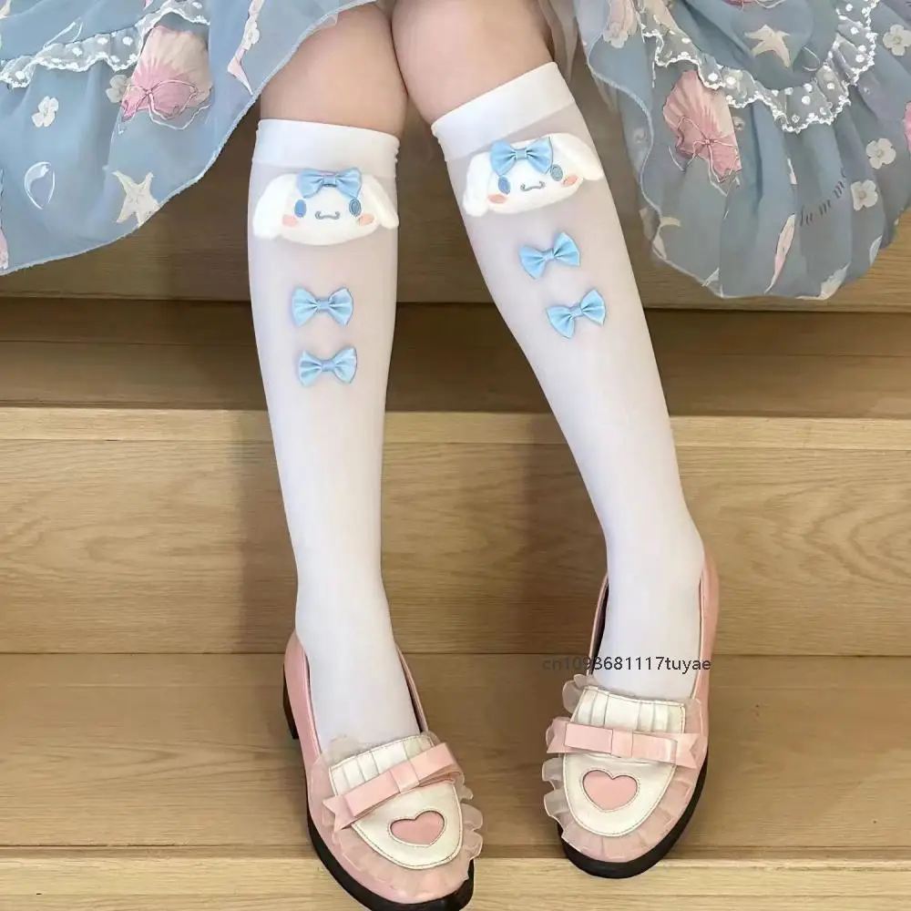سينامورول كورومي دمية القوس الأطفال الجوارب لوليتا Kawaii أنيمي ميلودي الصيف الحلو لطيف الكرتون رقيقة كومة جورب لوليتا العجل الجوارب
