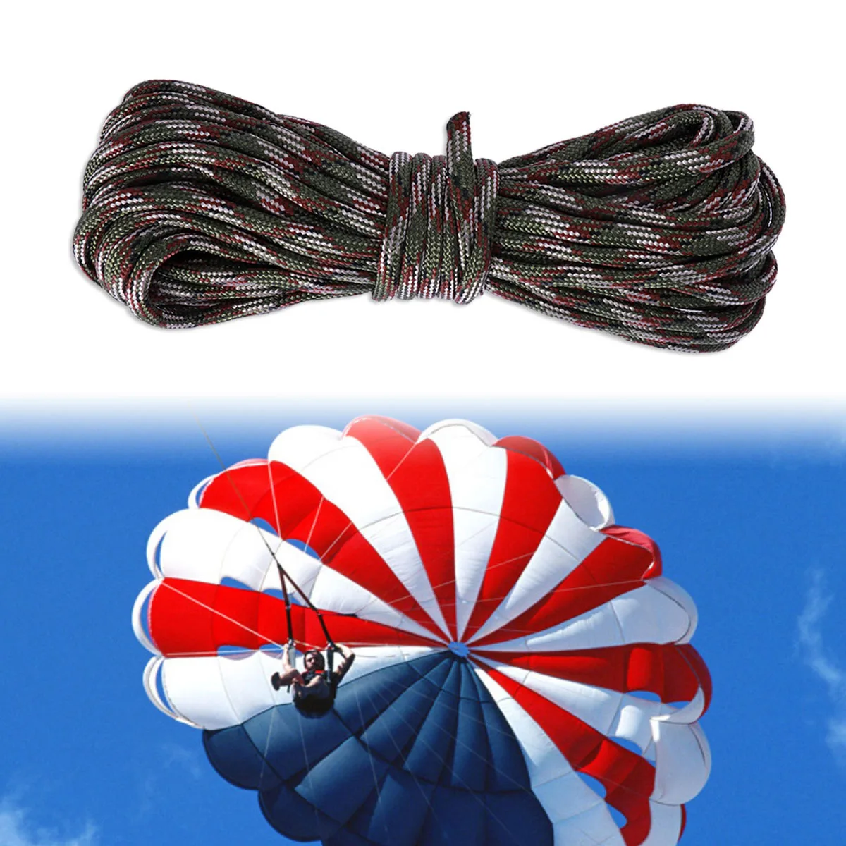 

7 Meters Camouflage Paracord Rope Heavy Duty Waterproof Uv Resistant Braid Parachute Cord For Survival Bracelet Lanyard Keychain