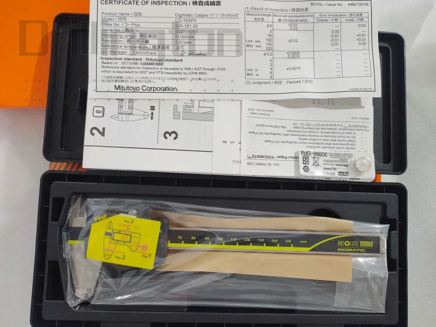 Mitutoyo 500-181-30 Absolute AOS Digital Caliper Range 0-150mm Metric