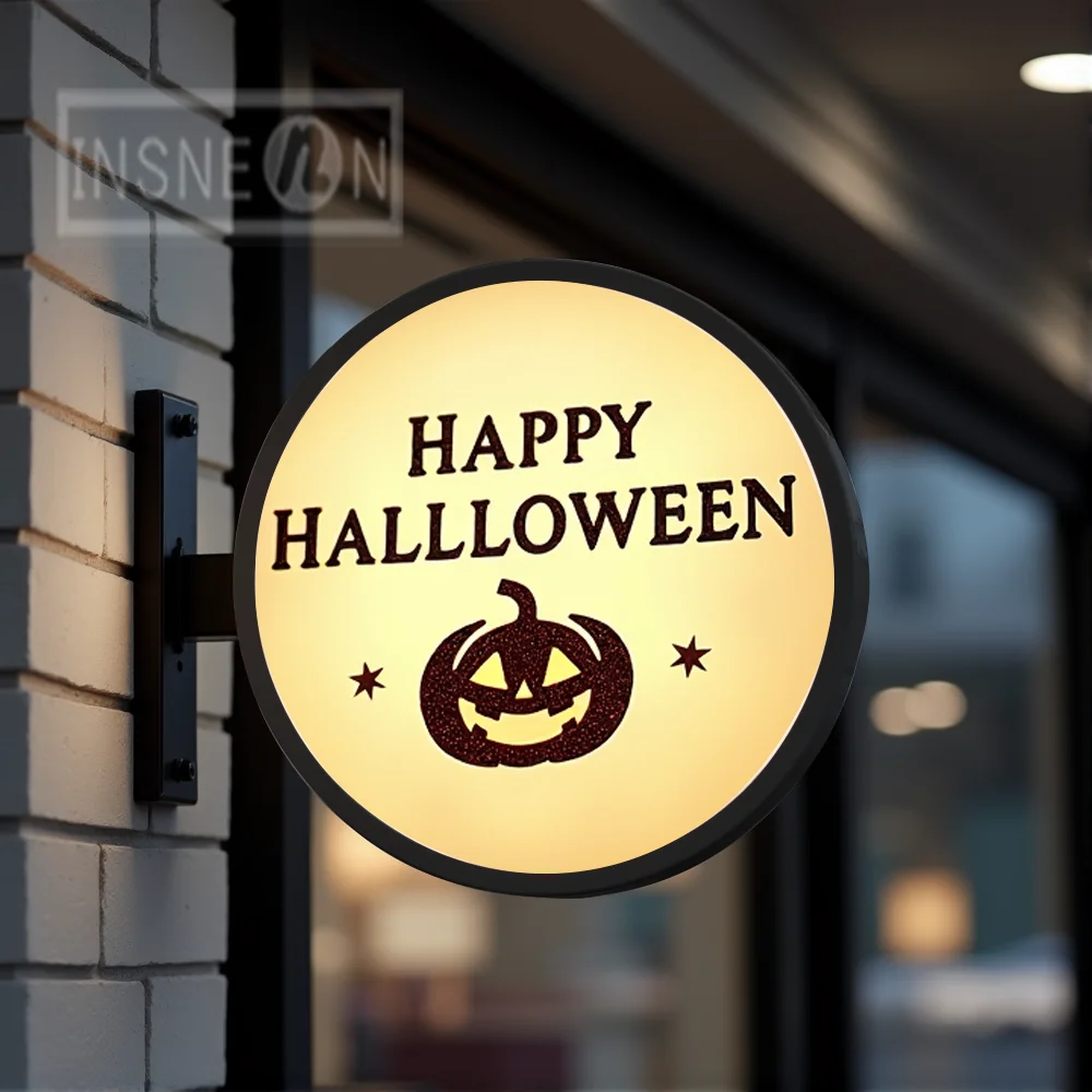 Custom Halloween Acrylic LED Light Box for Storefront Waterproof Double Sided  Wall Mounted Outdoor Business Signage