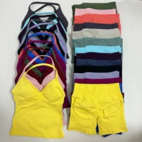 Yoga Set Women Padded Halter Tank Top Scrunch Butt Lifting Gym Shorts Set Summer Sportswear Workout Clothes - Image 2