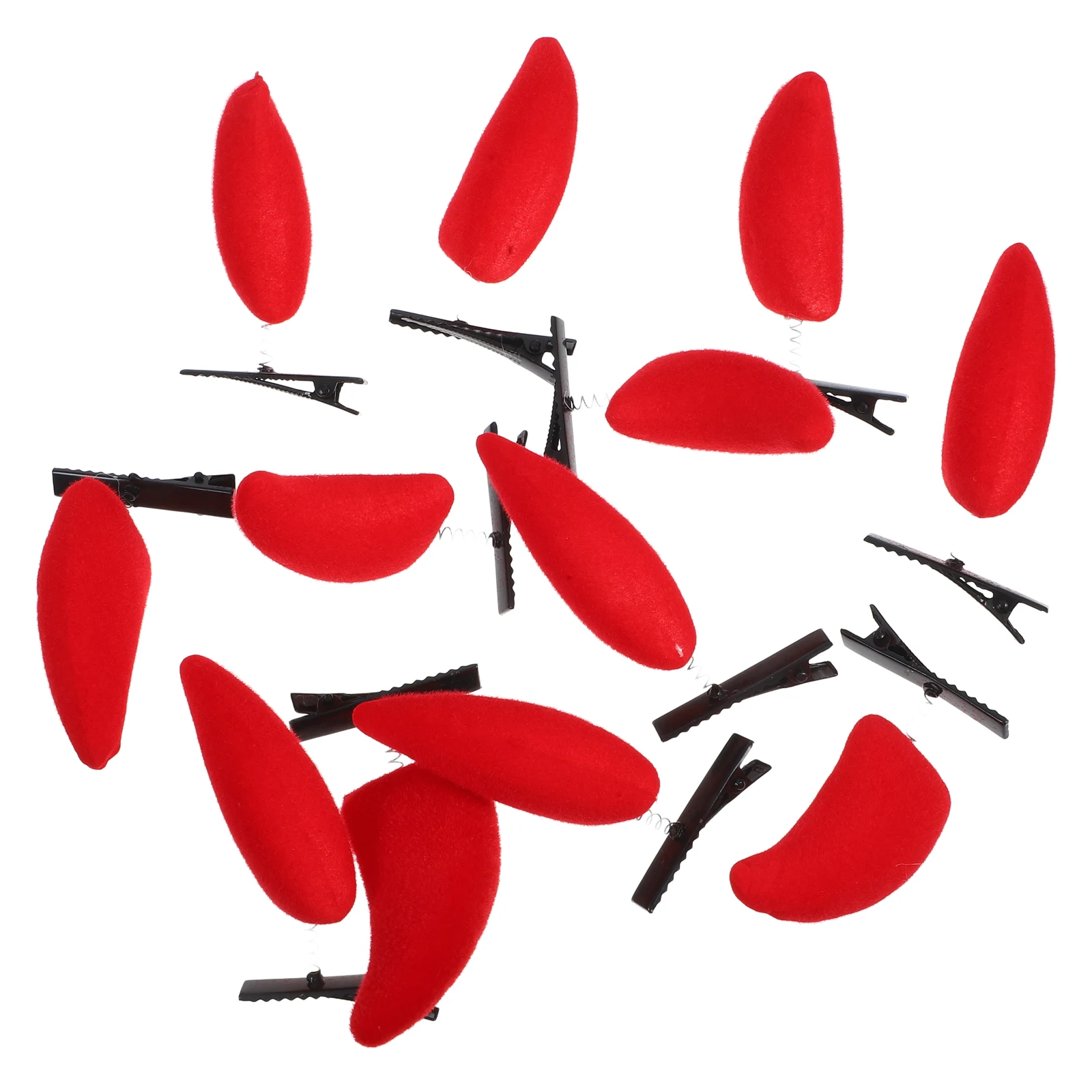 

12pcs Red Flocking LED Horn Hairpin Clip On Halloween Cosplay Props Gothic Hair Accessories Women Barrettes Decorations