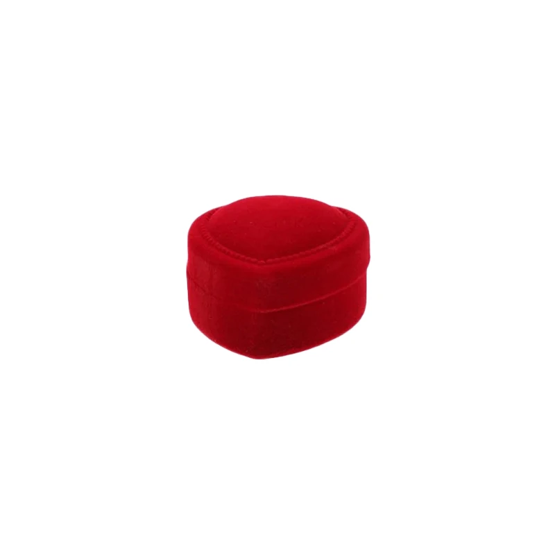 Red Velvet Heart Shape Ring Box for Jewelry