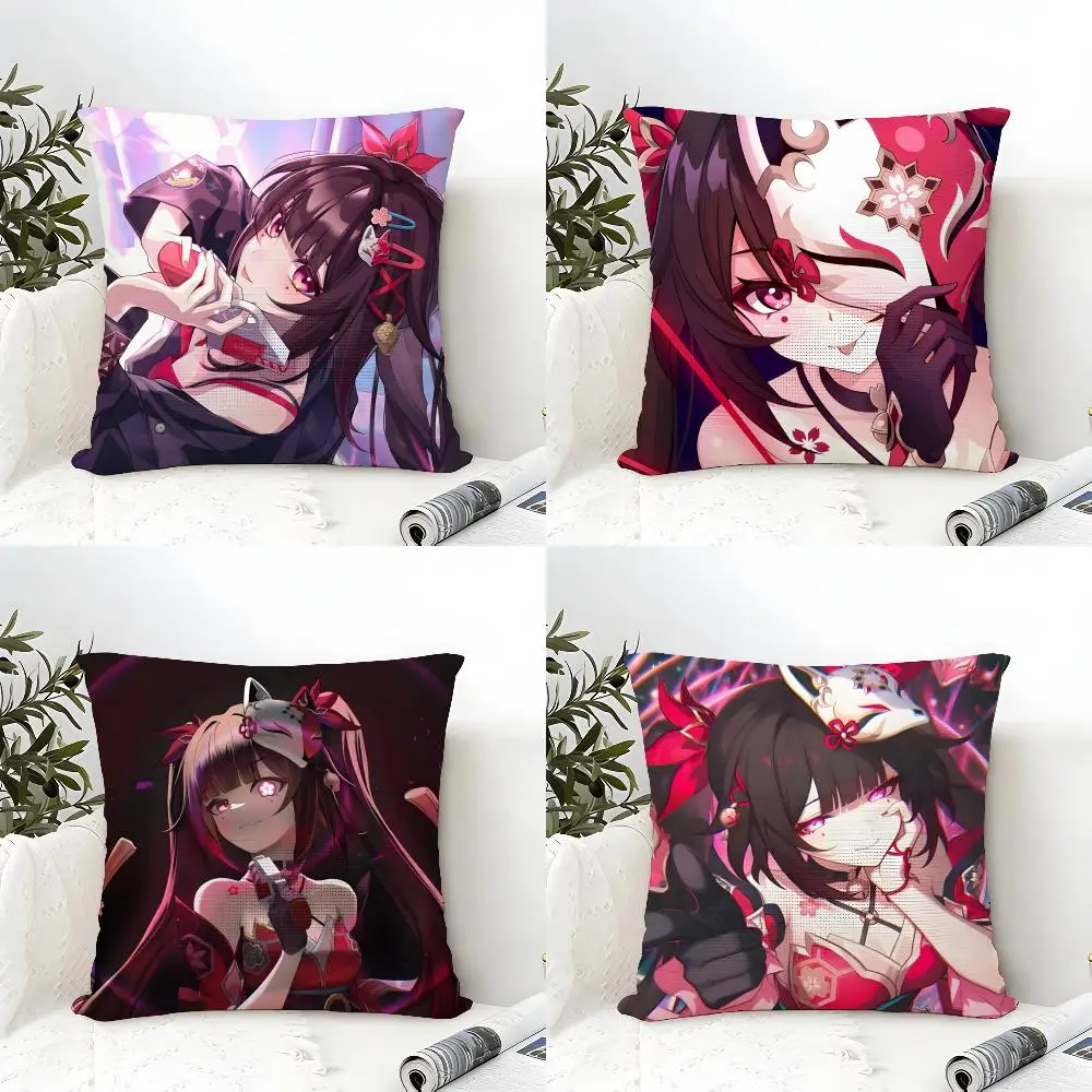 Honkai Star Rail Sparkle Cushion Cover Eco Linen Pillow Case Double-Sided Print Breathable Durable Zipper Home Decor Gift