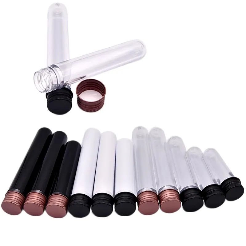 Tubes à essai de laboratoire astronomiques ronds en plastique transparent, bouchons en aluminium, bonbons, cosmétiques, voyage, gratitude, beaucoup, 10 ml, 15 ml, 20 ml, 25 ml, 30ml, 200 pièces